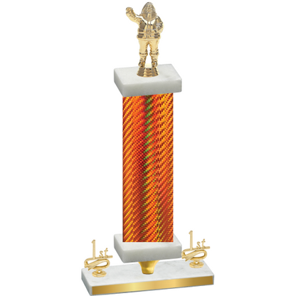 Premium Single Orange Carbon Fiber First Place Holiday Trophy