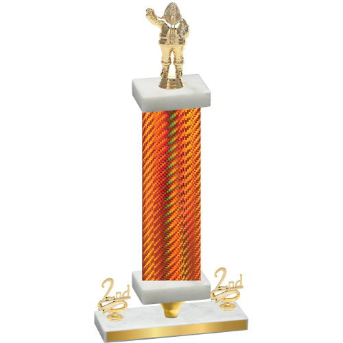Premium Single Orange Carbon Fiber Second Place Holiday Trophy