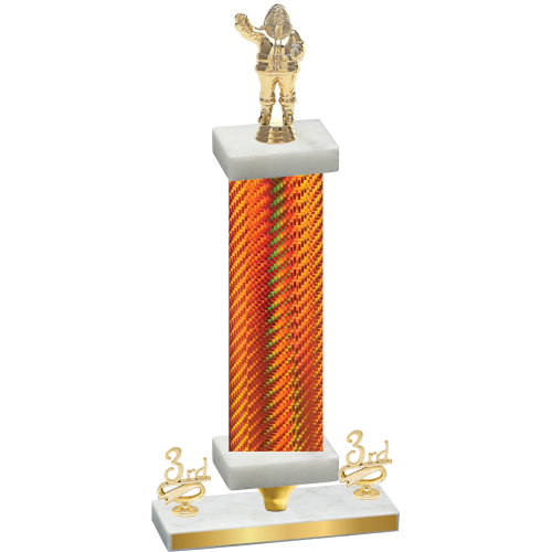 Premium Single Orange Carbon Fiber Third Place Holiday Trophy