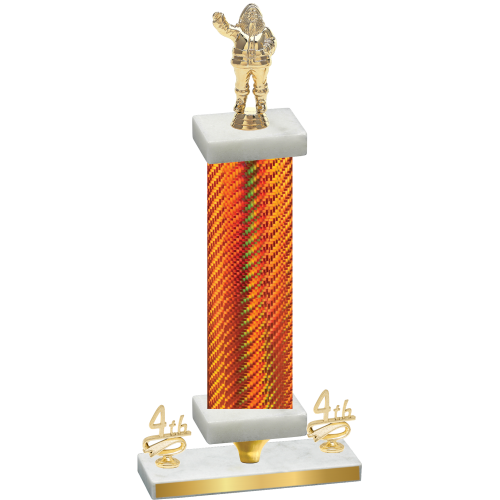 Premium Single Orange Carbon Fiber Fourth Place Holiday Trophy