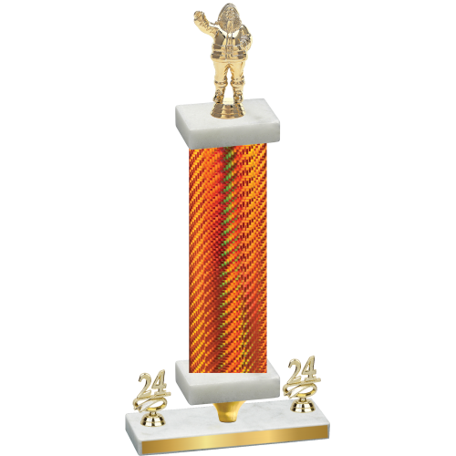 Premium Single Orange Carbon Fiber Year Holiday Trophy