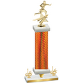 Premium Single Orange Carbon Fiber First Place Flag Football Trophy