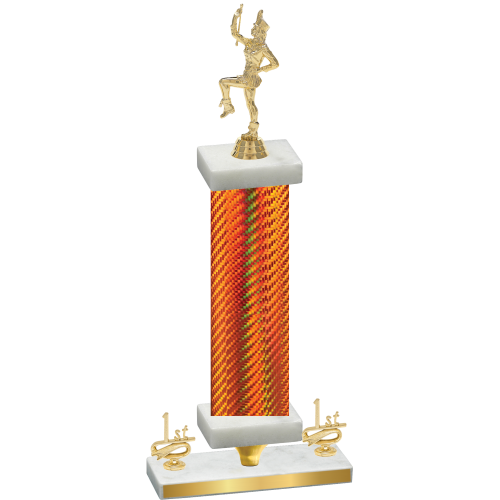Premium Single Orange Carbon Fiber First Place Majorette Trophy