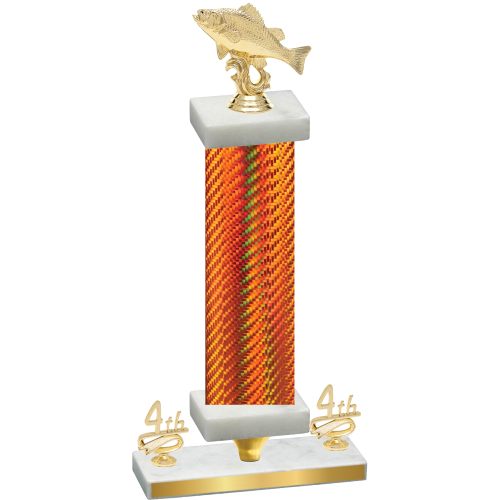 Premium Single Orange Carbon Fiber Fourth Place Fishing Trophy