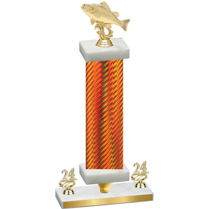 Premium Single Orange Carbon Fiber Year Fishing Trophy