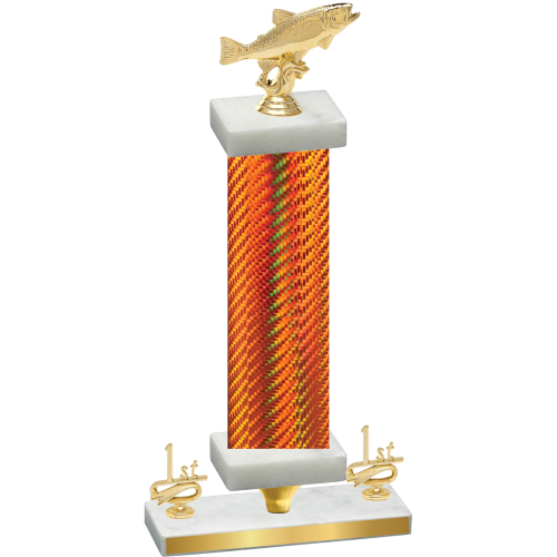 Premium Single Orange Carbon Fiber First Place Fishing Trophy