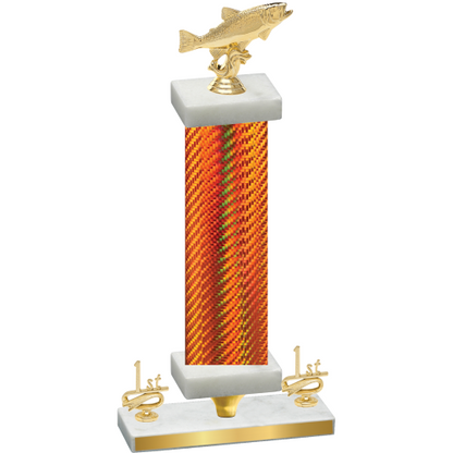 Premium Single Orange Carbon Fiber First Place Fishing Trophy