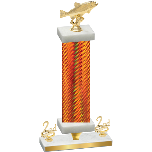 Premium Single Orange Carbon Fiber Second Place Fishing Trophy