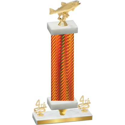 Premium Single Orange Carbon Fiber Fourth Place Fishing Trophy