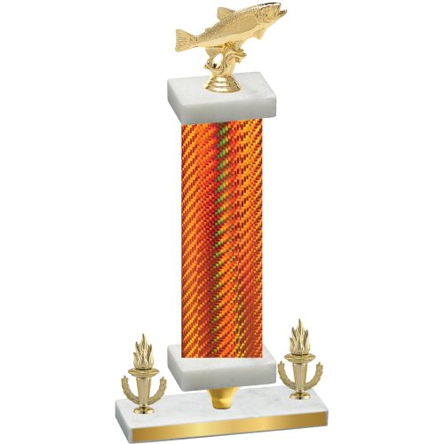 Premium Single Orange Carbon Fiber Victory Fishing Trophy