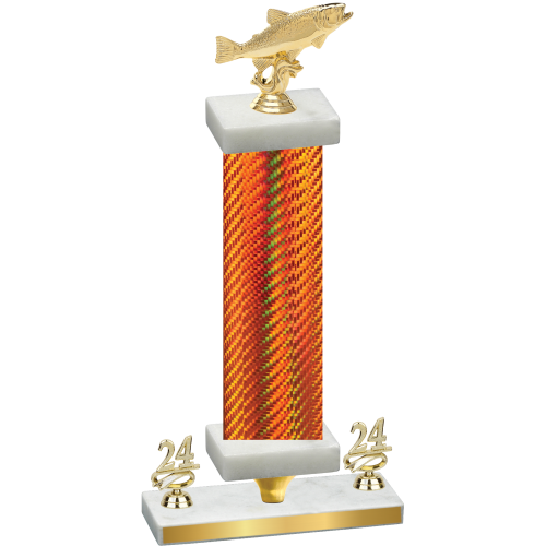 Premium Single Orange Carbon Fiber Year Fishing Trophy