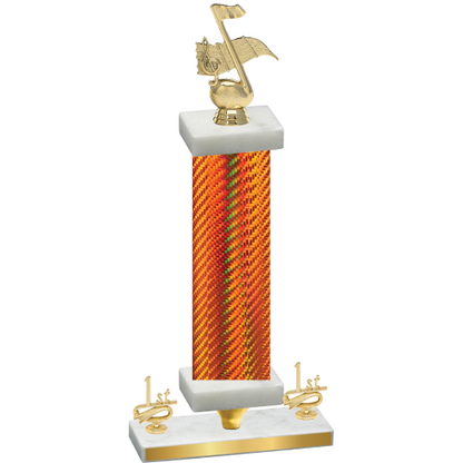 Premium Single Orange Carbon Fiber First Place Music Trophy