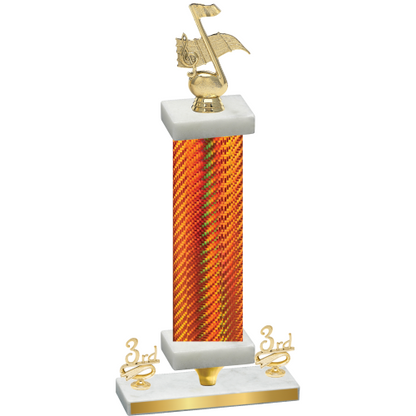 Premium Single Orange Carbon Fiber Third Place Music Trophy