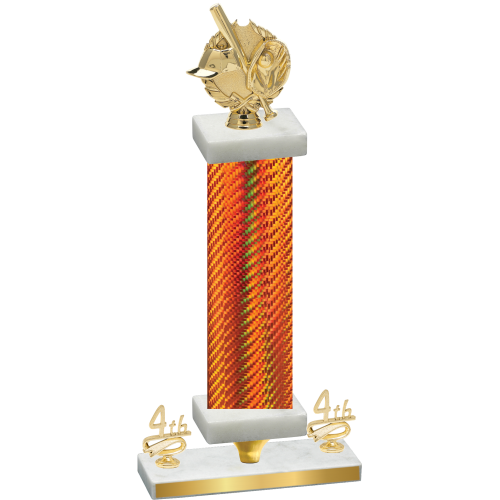 Premium Single Orange Carbon Fiber Fourth Place Baseball Trophy