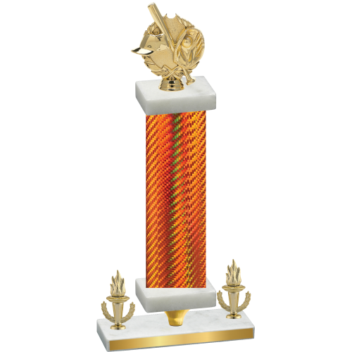 Premium Single Orange Carbon Fiber Victory Baseball Trophy