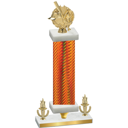 Premium Single Orange Carbon Fiber Victory Baseball Trophy