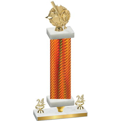 Premium Single Orange Carbon Fiber Year Baseball Trophy