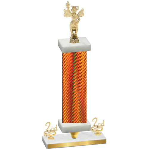 Premium Single Orange Carbon Fiber Second Place Academics Trophy