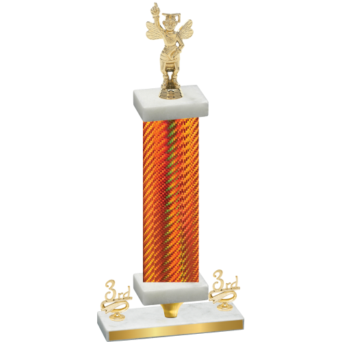 Premium Single Orange Carbon Fiber Third Place Academics Trophy