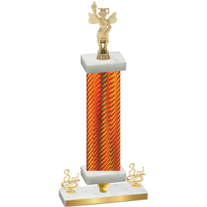 Premium Single Orange Carbon Fiber Third Place Academics Trophy
