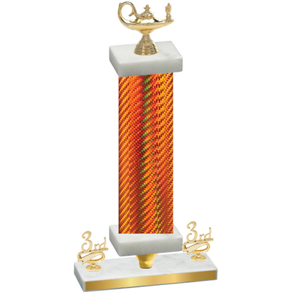 Premium Single Orange Carbon Fiber Third Place Academics Trophy