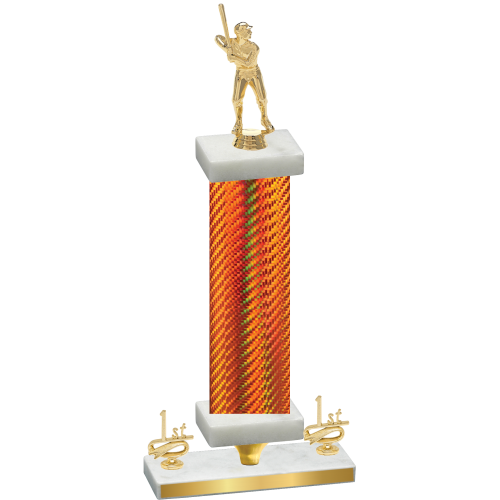 Premium Single Orange Carbon Fiber First Place Baseball Trophy
