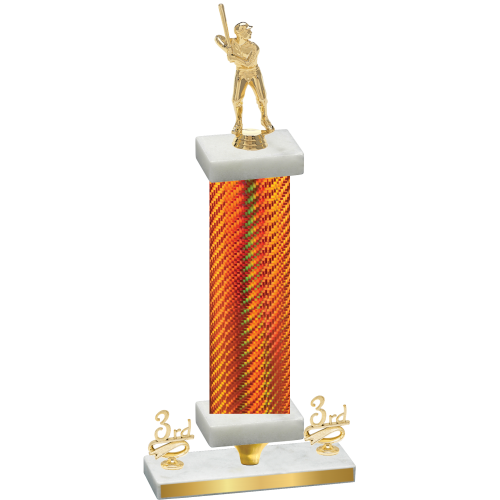 Premium Single Orange Carbon Fiber Third Place Baseball Trophy