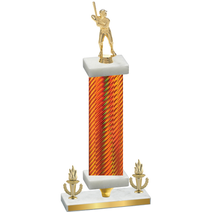 Premium Single Orange Carbon Fiber Victory Baseball Trophy