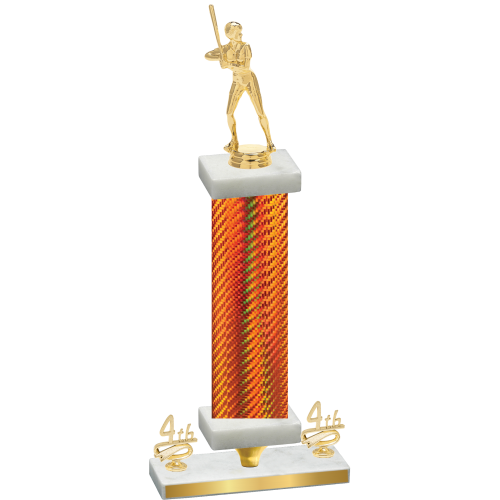 Premium Single Orange Carbon Fiber Fourth Place Softball Trophy
