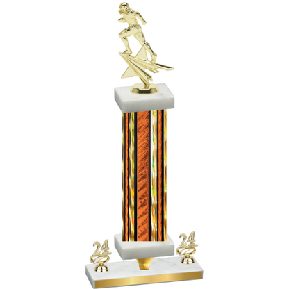 Premium Single Orange Glacier Year Football Trophy