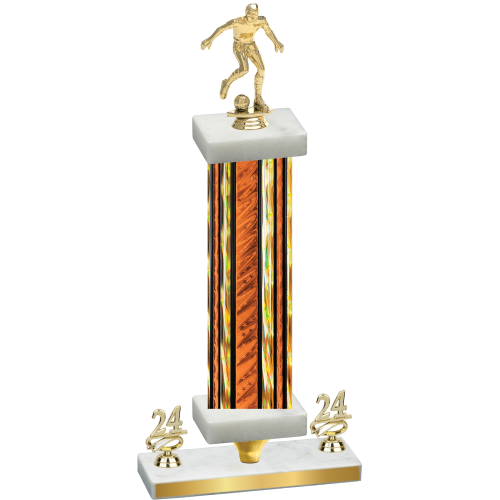 Premium Single Orange Glacier Year Soccer Trophy