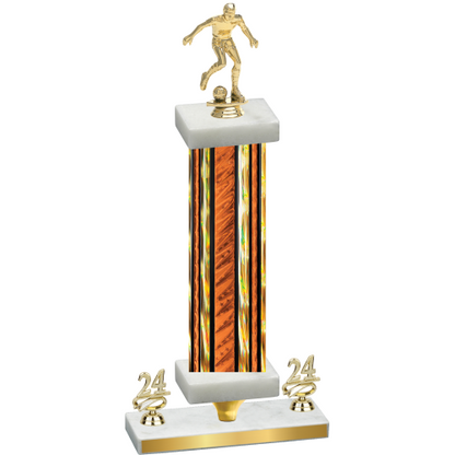 Premium Single Orange Glacier Year Soccer Trophy