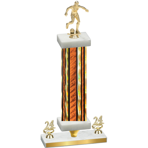 Premium Single Orange Glacier Year Soccer Trophy