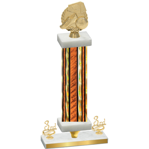 Premium Single Orange Glacier Third Place Soccer Trophy