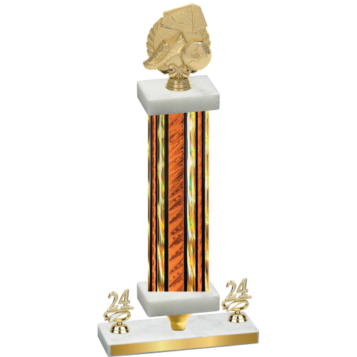 Premium Single Orange Glacier Year Soccer Trophy