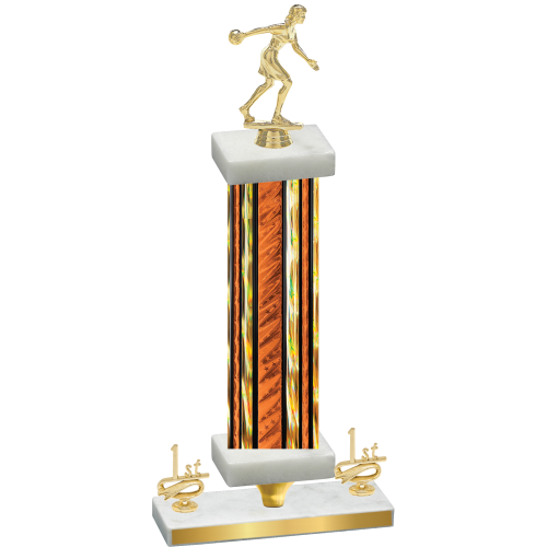 Premium Single Orange Glacier First Place Bowling Trophy