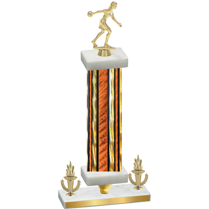 Premium Single Orange Glacier Victory Bowling Trophy