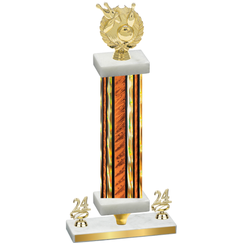 Premium Single Orange Glacier Year Bowling Trophy