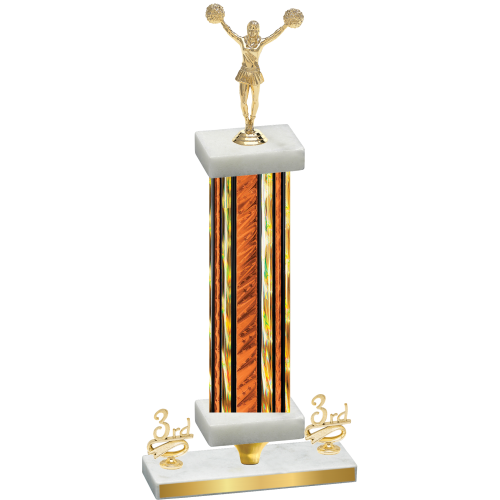 Premium Single Orange Glacier Third Place Cheerleading Trophy