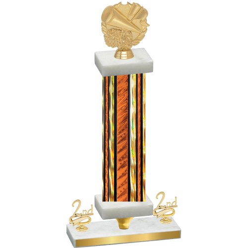 Premium Single Orange Glacier Second Place Cheerleading Trophy