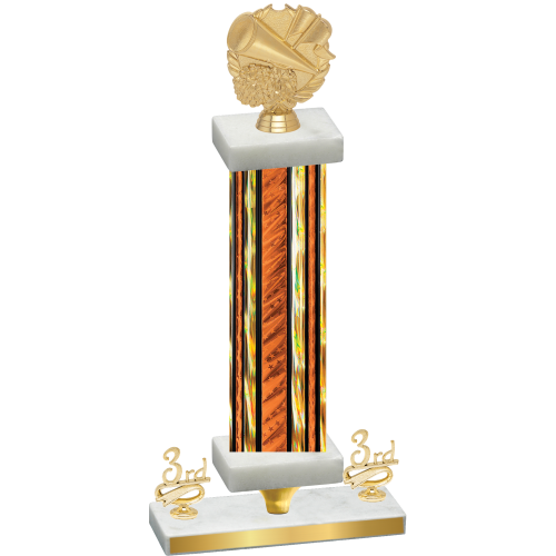 Premium Single Orange Glacier Third Place Cheerleading Trophy