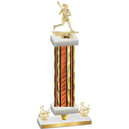 Premium Single Orange Glacier Third Place Lacrosse Trophy