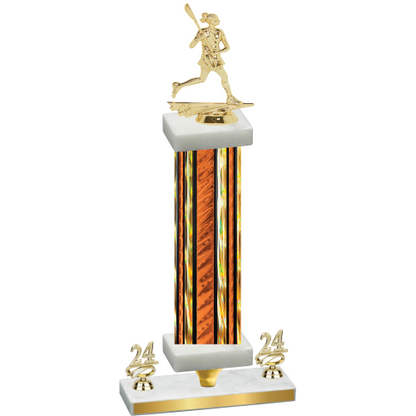 Premium Single Orange Glacier Year Lacrosse Trophy