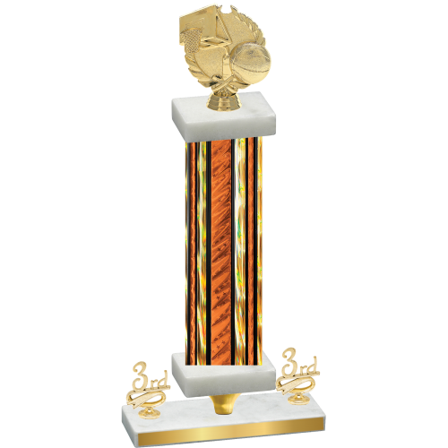 Premium Single Orange Glacier Third Place Basketball Trophy