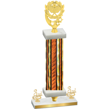 Premium Single Orange Glacier Third Place Pickleball Trophy