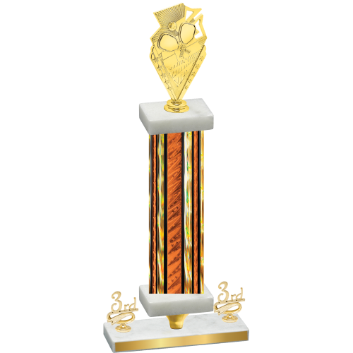 Premium Single Orange Glacier Third Place Pickleball Trophy