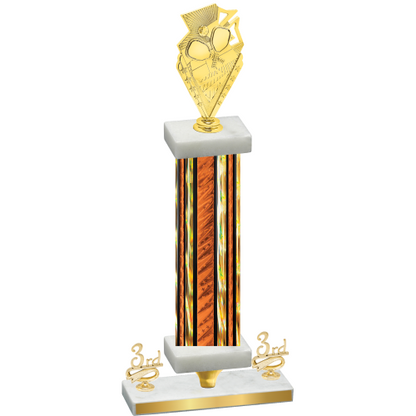 Premium Single Orange Glacier Third Place Pickleball Trophy