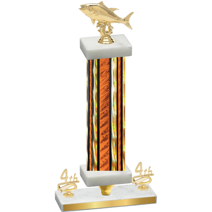 Premium Single Orange Glacier Fourth Place Fishing Trophy