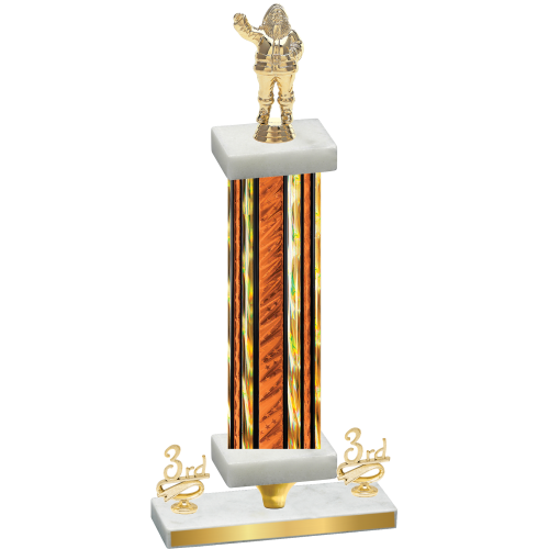 Premium Single Orange Glacier Third Place Holiday Trophy