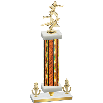 Premium Single Orange Glacier Victory Flag Football Trophy